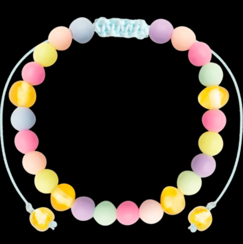 Barnsteen | Armband 16 cm | Regenboog ruw