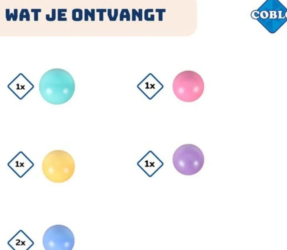 Coblo | Knikkerbaan Ballen | Pastel | 6 Stuks