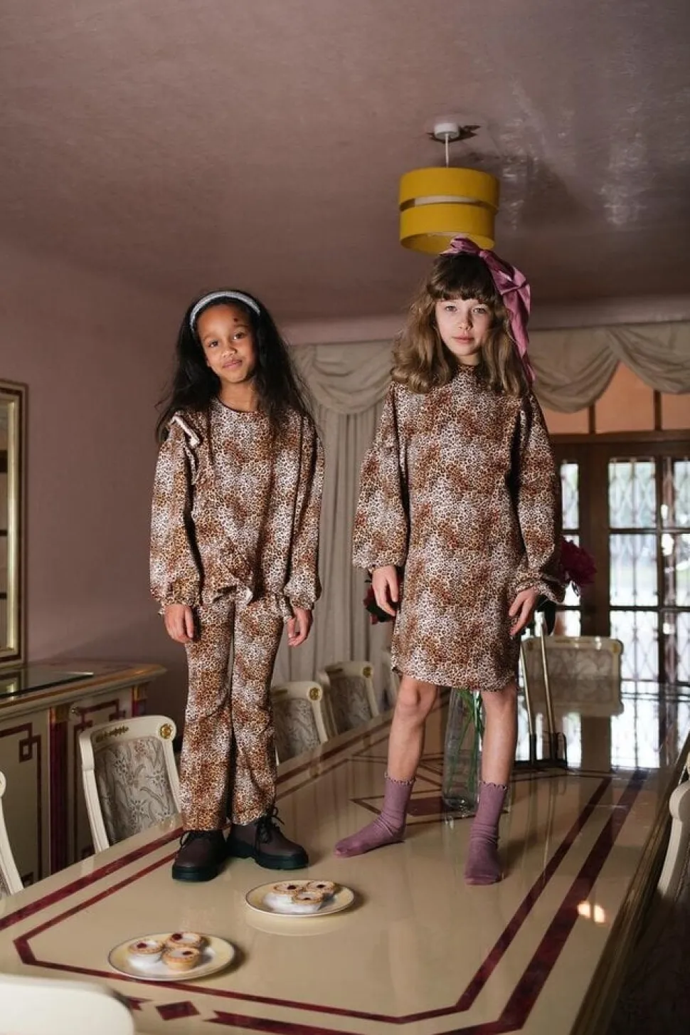 Daily Brat | Leopard Heart Flared Pants Rufous Brown
