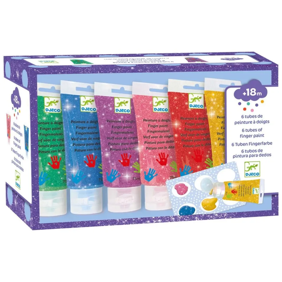 Djeco | 6 tubs vingerverf glitter