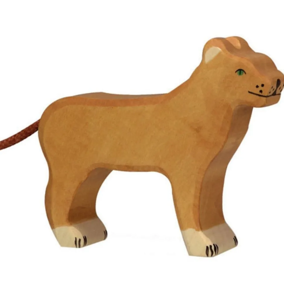 Holzitger houten leeuwin 14x11x3 cm.