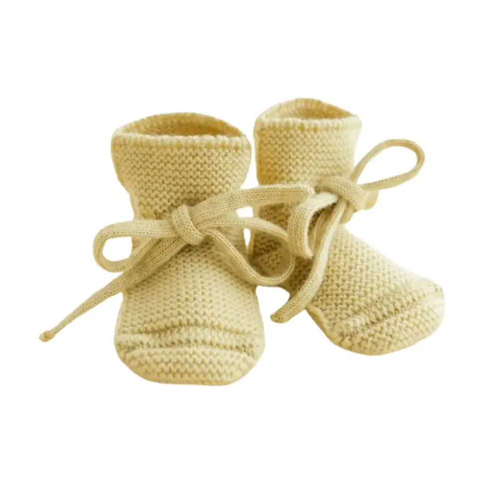 Hvid | Booties 0-9 mnd | Light Yellow