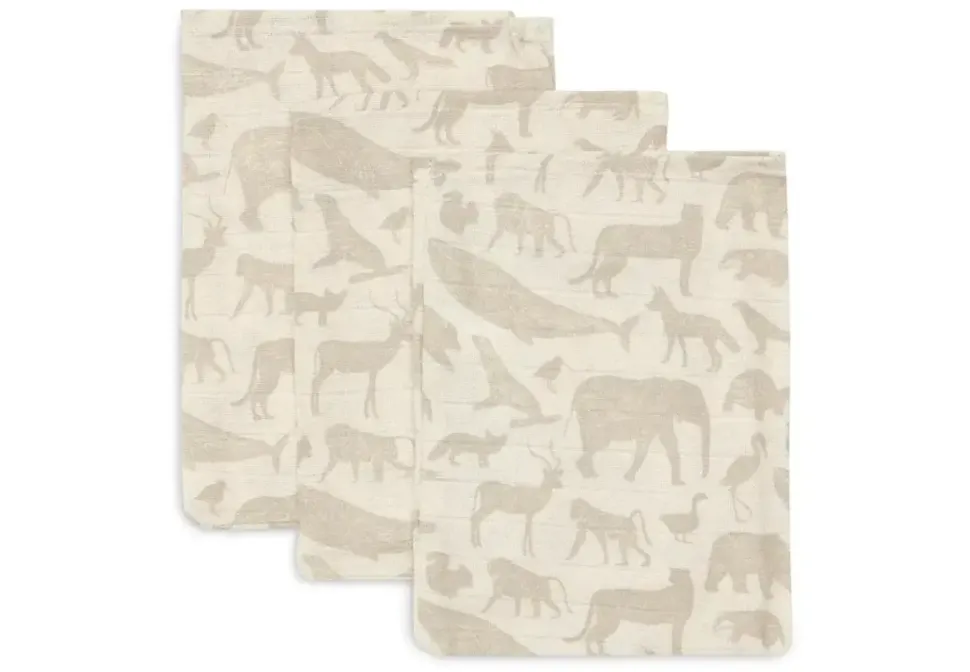 Jollein | Hydrofiel Washandje Animals | Nougat | 3 Stuks