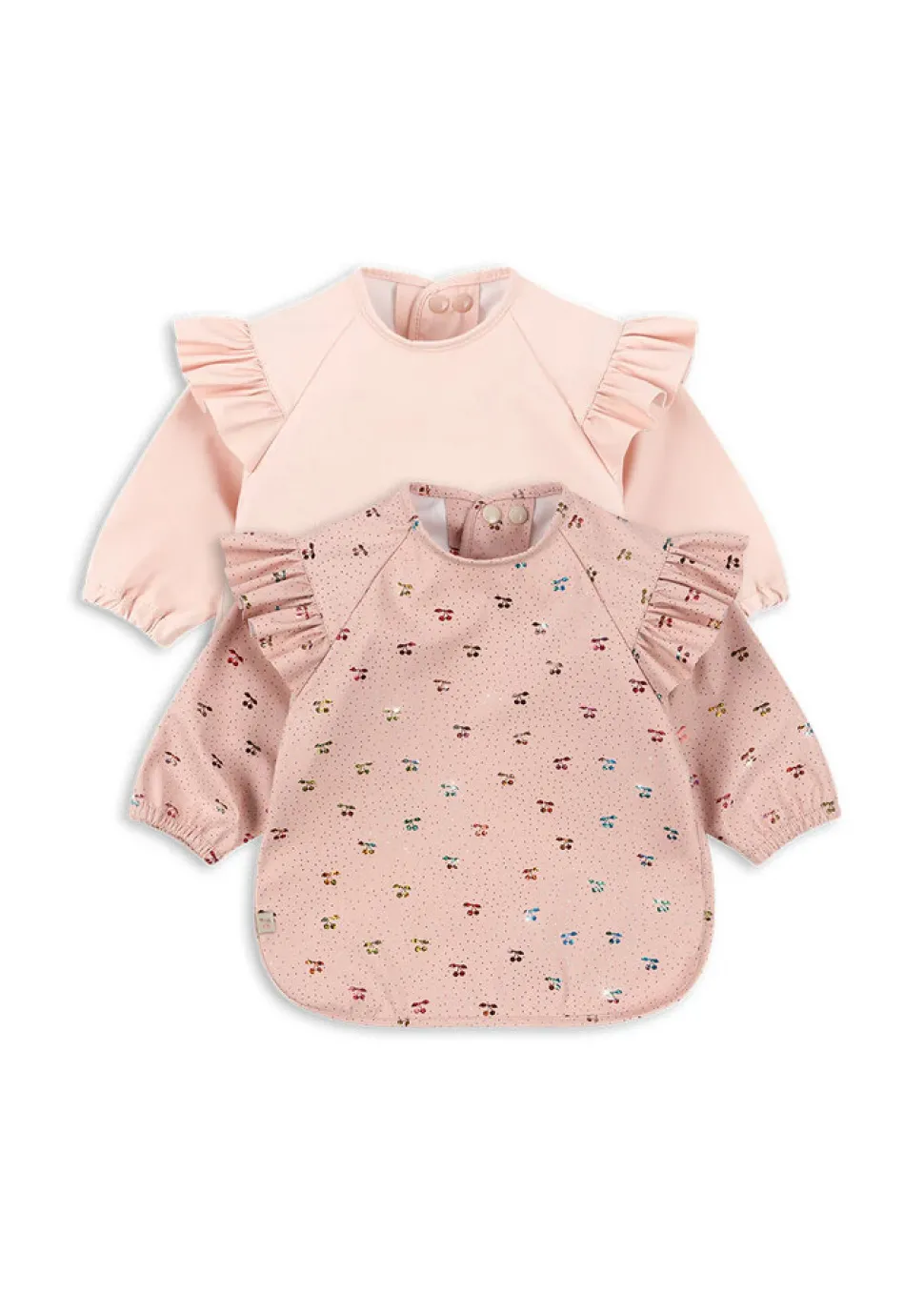 Konges Sløjd | 2 Pack Dinner Bib With Sleeves And Frill | Fairy Cherry/Cameo Rose 18 mnd-3Y