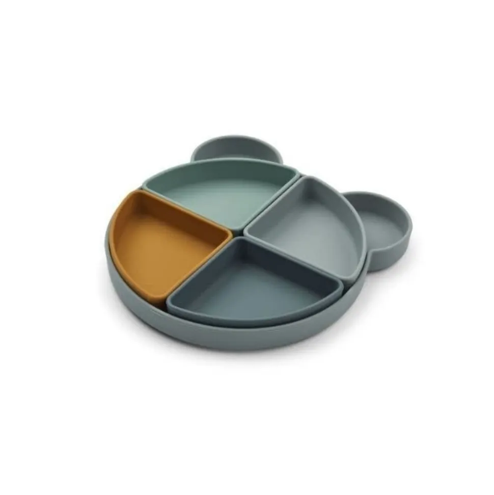Liewood : Arne divider plate - Mr bear sea blue mix