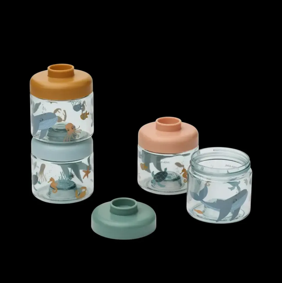 Liewood | Dominique Baby Food Tritan Boxes 4-Pack | Sea creature / Sandy