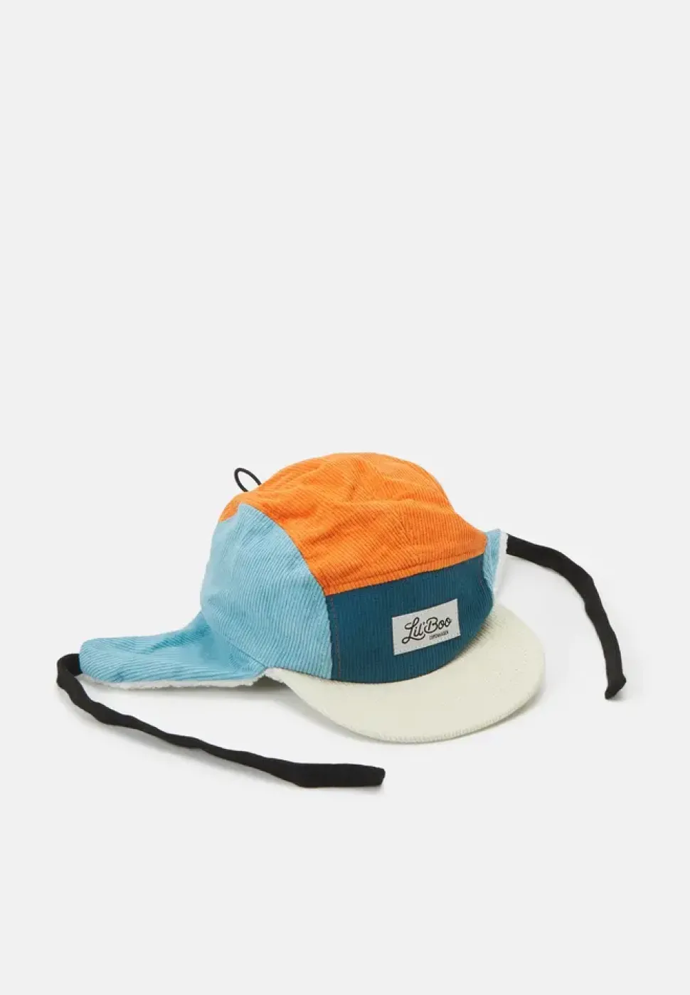 Lil'Boo | Corduroy Block 5 Panel with ears | Blue/Orange