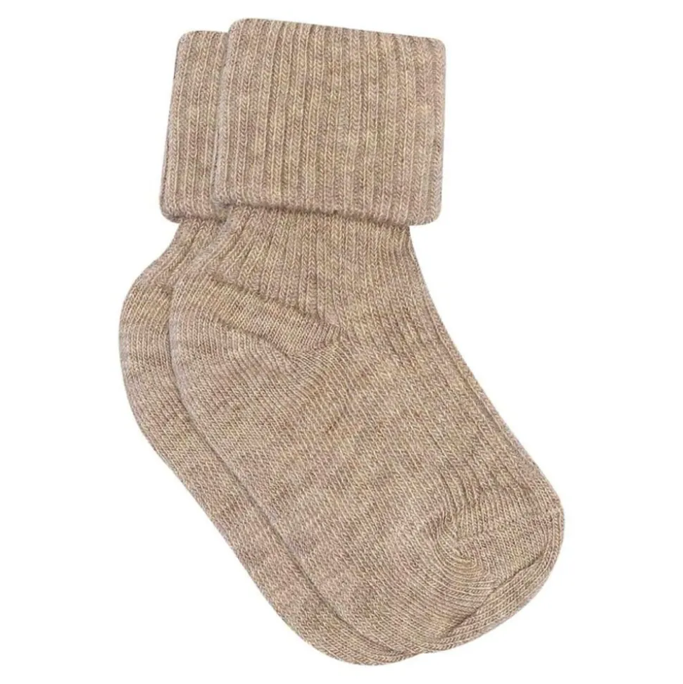 MP Denmark | Cotton rib baby socks | Light Brown Melange