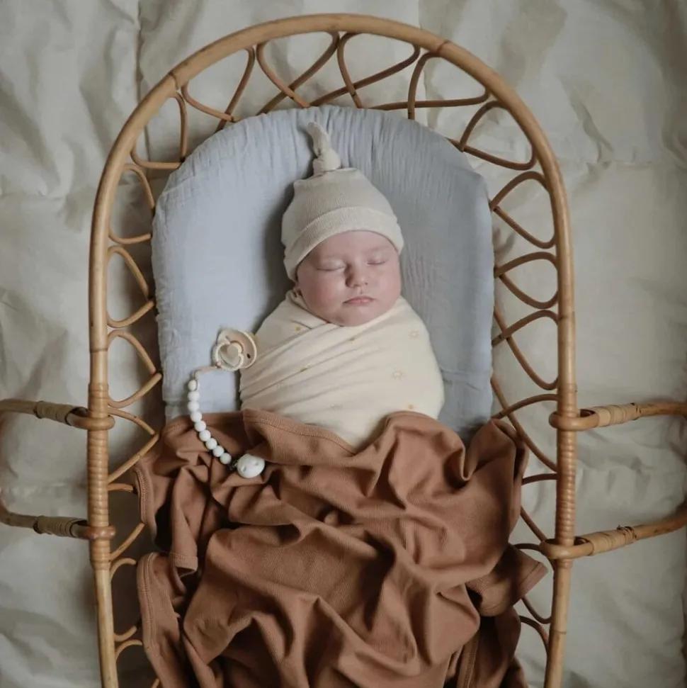 Mushie | Wiegdeken Ribbed Baby Blanket | Tan
