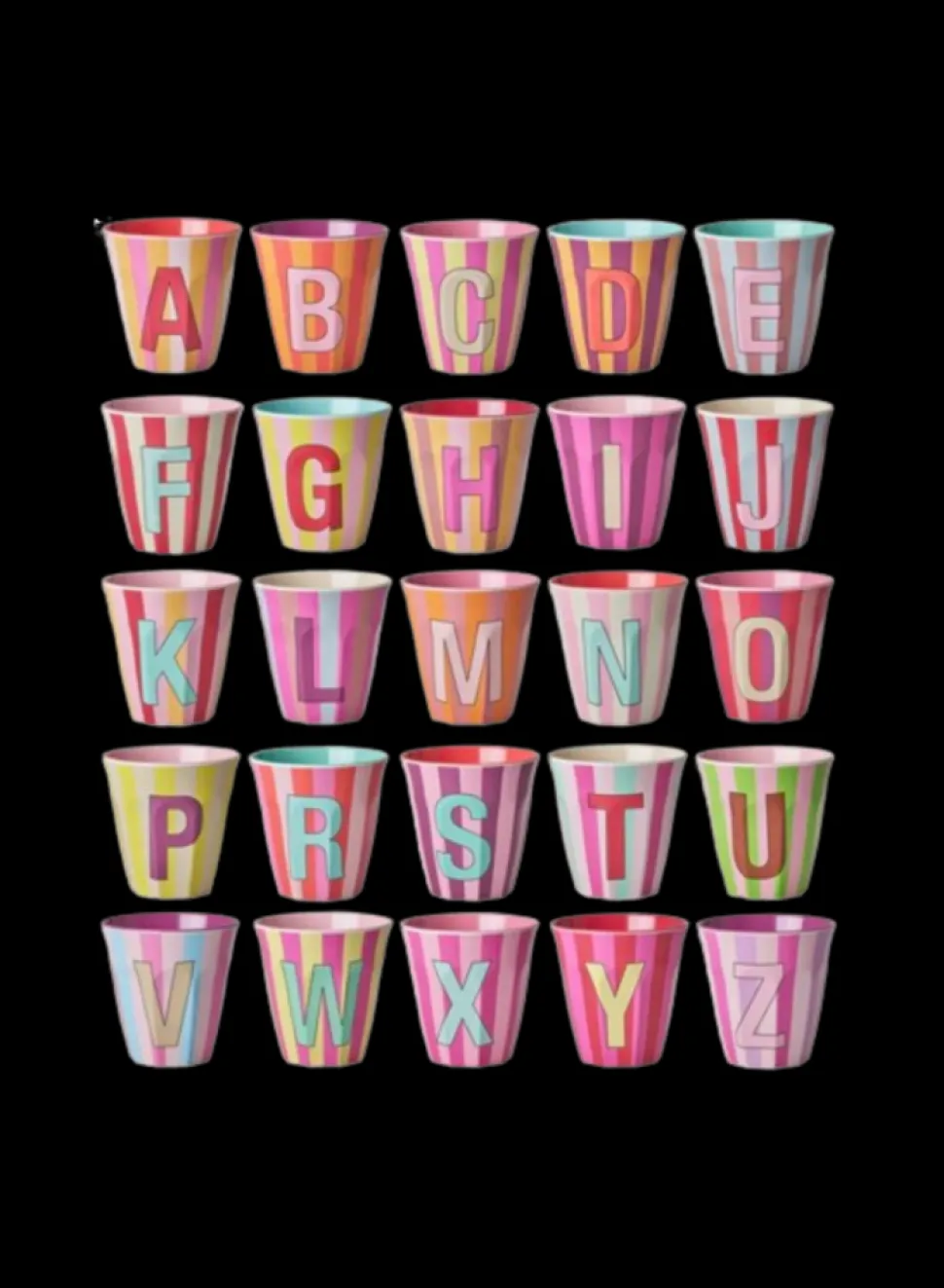 Rice | Melamine Full Alphabet Pink stripes | Medium 250ml