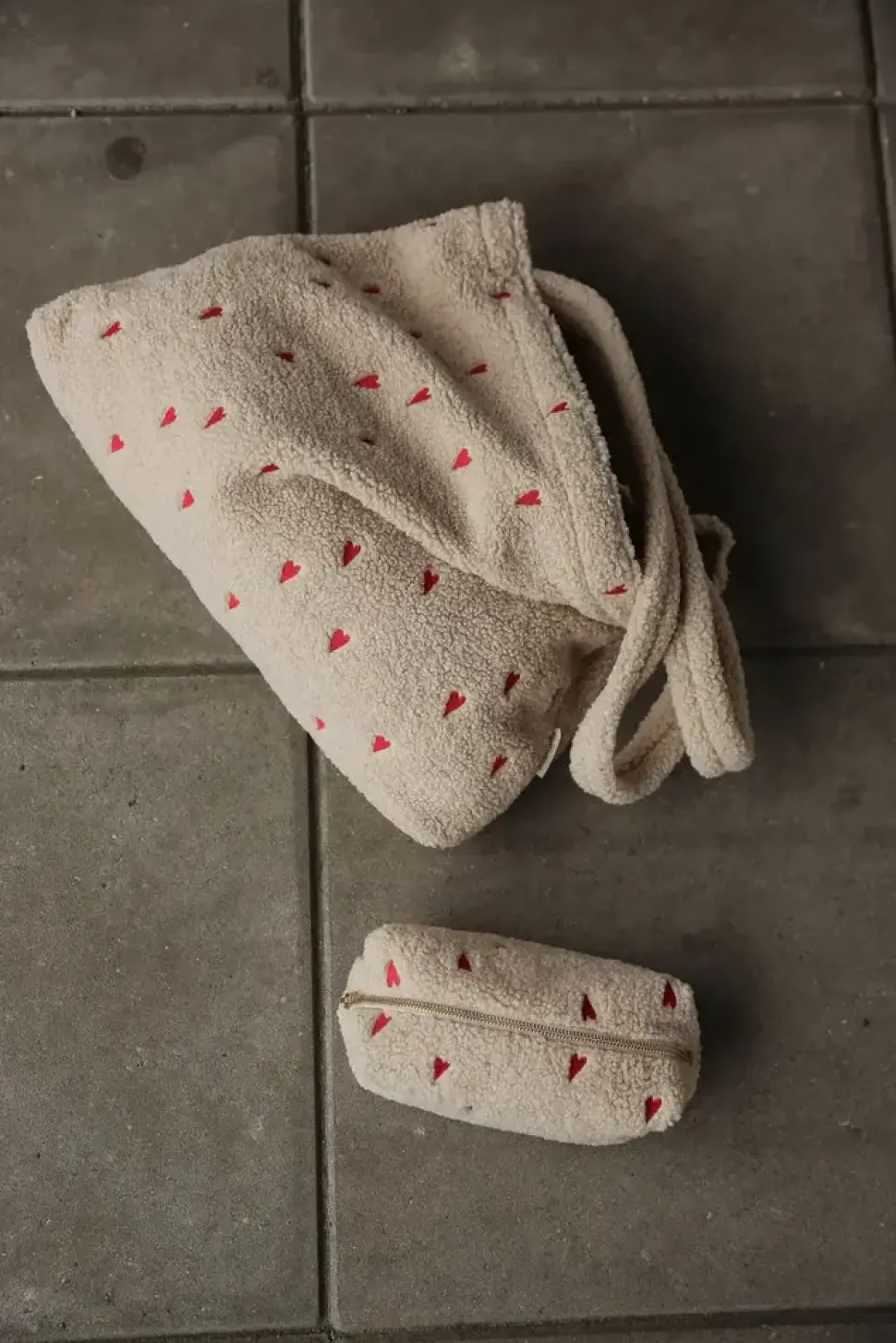 Studio Noos | Ecru Teddy Hearts | Pouch