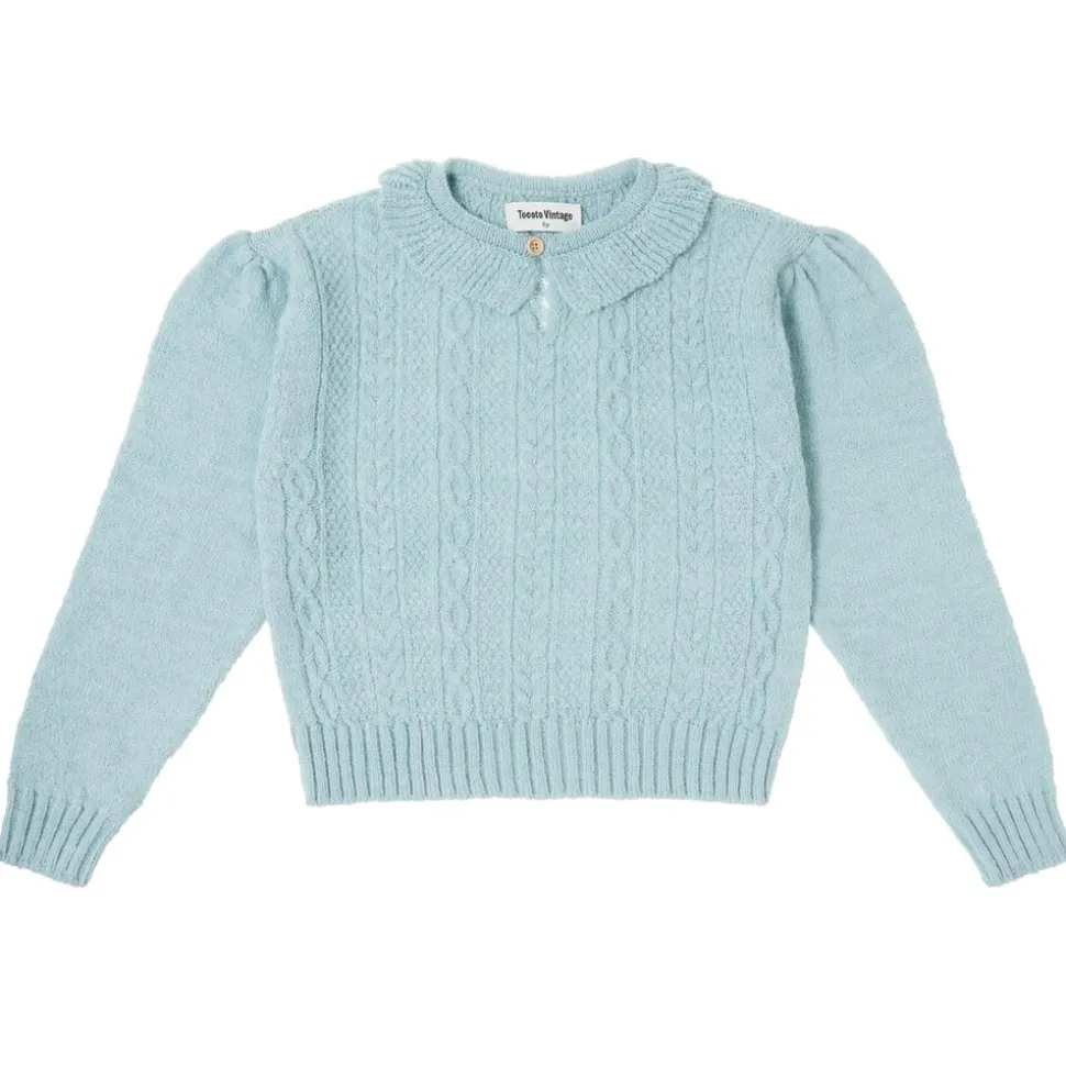Tocoto Vintage | Knitted Jersey Girl Ruffle Neck | Green
