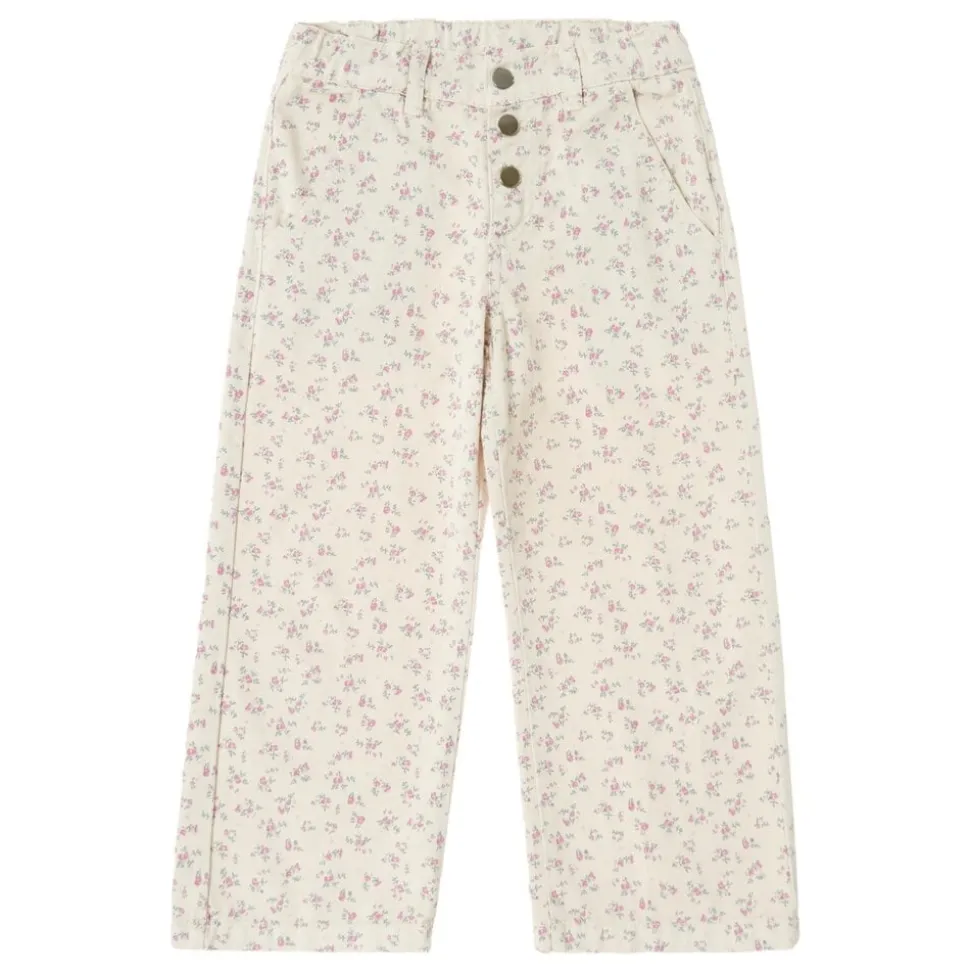 Tocoto Vintage | Palazzo Pants Twill Flowers | Beige
