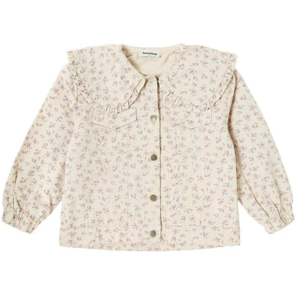 Tocoto Vintage | Twill Jacket Girl Flowers | Beige