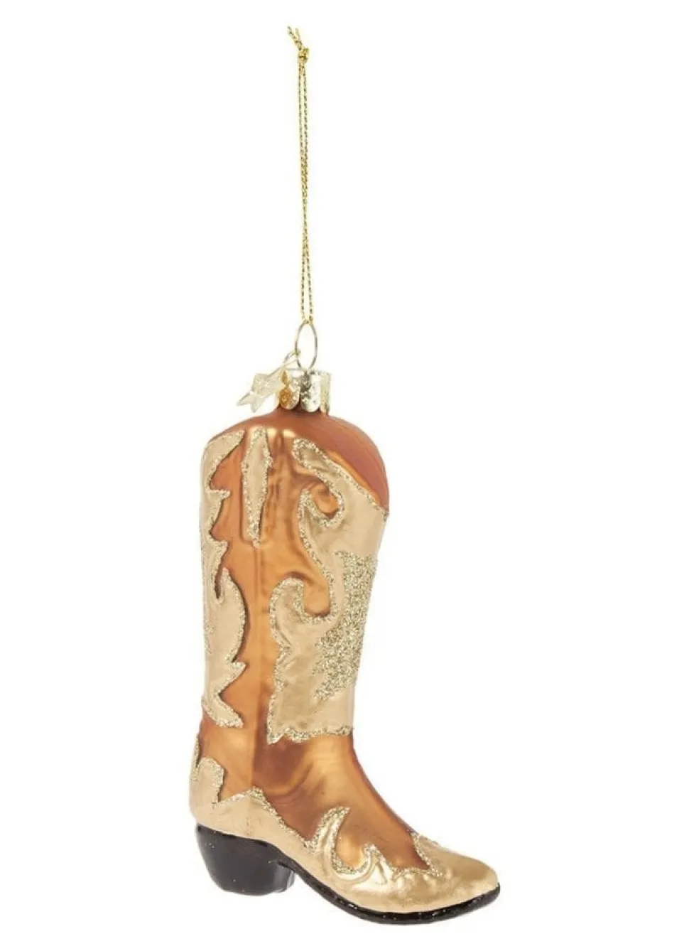 vondels_brown_gold_glitte_2.webp Vondels: Brown Gold Glitter Cowboy Boot kersthanger 10,5 cm